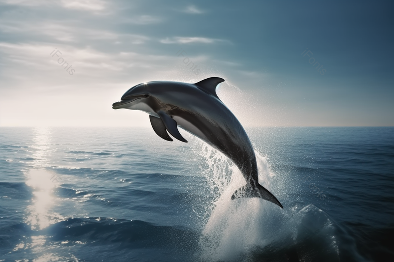 海豚在海里跳跃到水面上的镜头,高清,摄影图,摄影图片,图片大全,摄影图免费下载